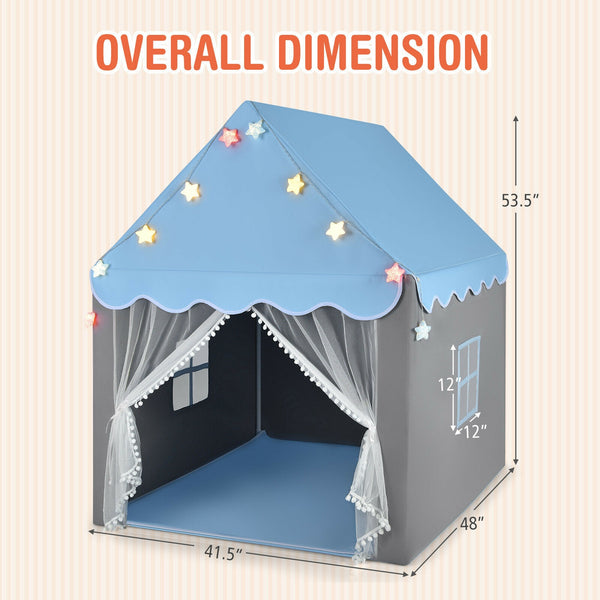 Kids Playhouse Tent with Colorful Star Lights and Mat