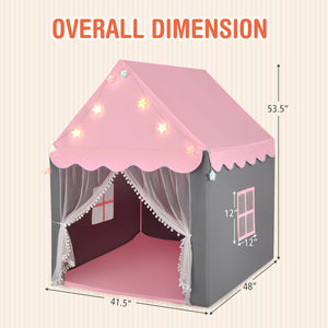Kids Playhouse Tent with Colorful Star Lights and Mat