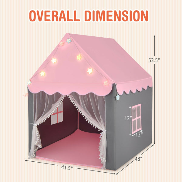 Kids Playhouse Tent with Colorful Star Lights and Mat