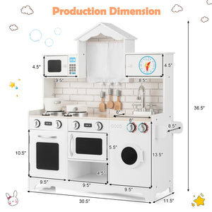 Wooden Kids Kitchen with Washing Machine - Realistic