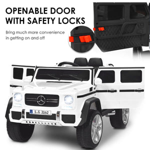 12V Licensed Mercedes-Benz Kids Ride On Car in angle view, perfect toy for young car enthusiasts.