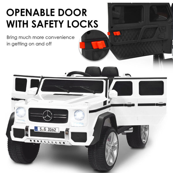 12V Licensed Mercedes-Benz Kids Ride On Car in angle view, perfect toy for young car enthusiasts.