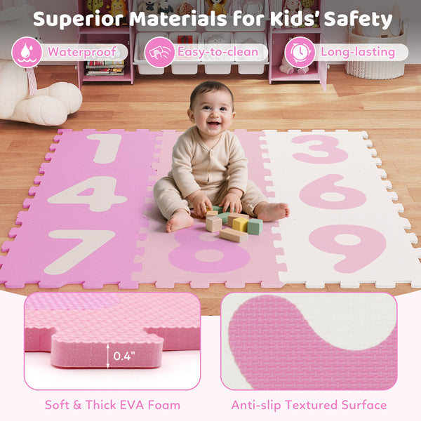 9 Pieces Interlocking Foam Puzzle Floor Mat with 3 Marker Discs-PI