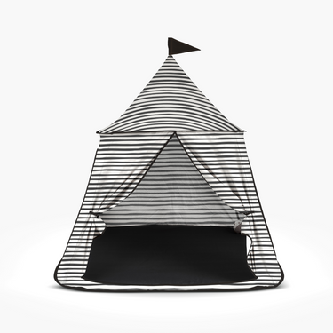 Bold Stripe Play Tent for kids, perfect for indoor and outdoor play, fostering creativity and fun.