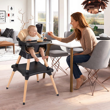 9-in-1 Convertible High Chair with Solid Wood Legs for Babies and Toddlers