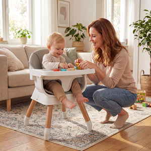 9-in-1 Convertible High Chair with Solid Wood Legs for Babies and Toddlers