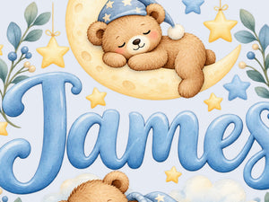 Personalised Sleepy Teddy Name Wall Decal, image 4