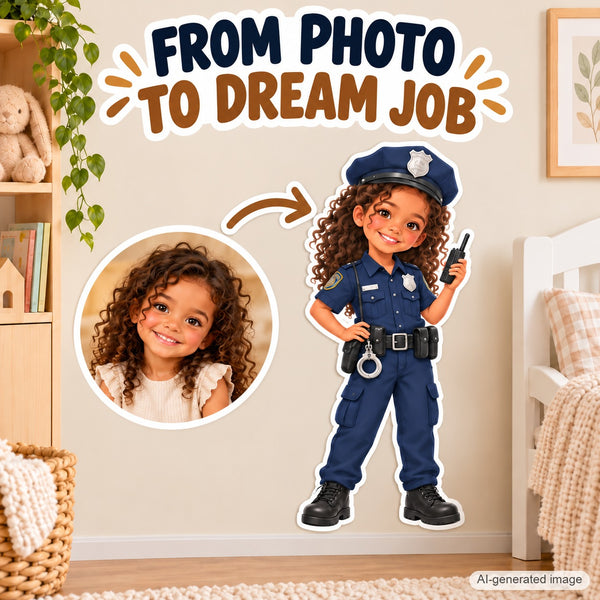 Personalized Police Officer Wall Decal from Photo, Dream Job Sticker, image 3