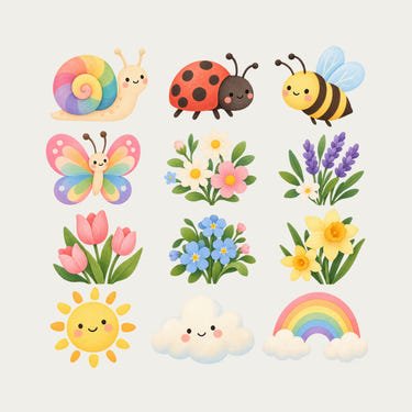 Rainbow Garden Wall Decals, Set of 12, image 1