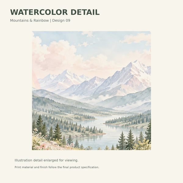 Watercolor Deer Meadow Rainbow Wall Mural, image 3