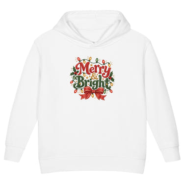 Merry & Bright toddler hoodie in white, front view