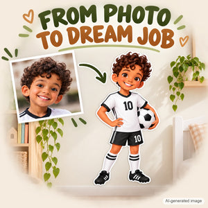 Personalized Soccer Player Wall Decal from Photo, Dream Job Sticker, image 4