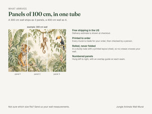 Watercolor Jungle Animals Wall Mural, image 5
