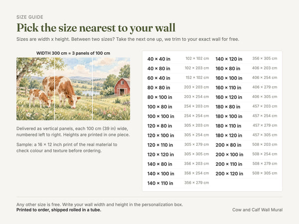 Watercolor Cow and Calf Farm Wall Mural, image 5