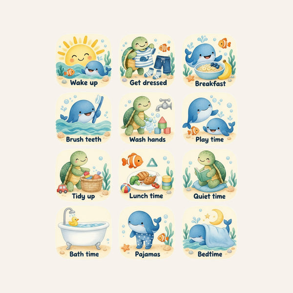 Ocean Daily Routine Wall Decals, Set of 12, image 3