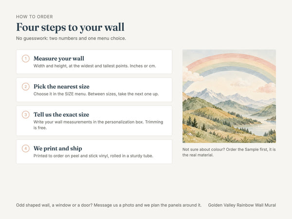 Watercolor Golden Valley Rainbow Wall Mural, image 5