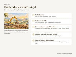 Watercolor Sunrise Excavator Wall Mural, image 7