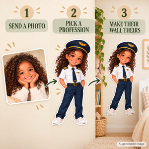Personalized Pilot Wall Decal from Photo, Dream Job Sticker, image 8
