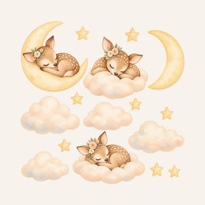 Sleeping Fawn Moon and Clouds Wall Decals, Set of 16, image 3