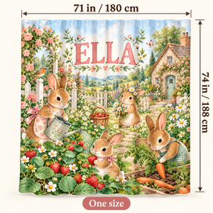 Bunny Garden personalized shower curtain size 71 x 74 inches