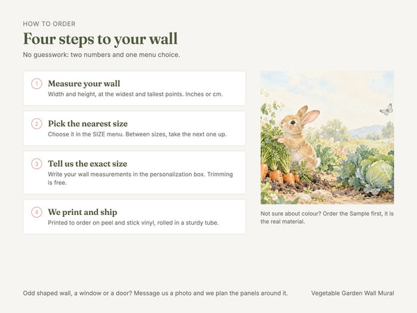Watercolor Vegetable Garden Bunny Wall Mural, image 6