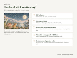 Watercolor Moonlit Dinosaurs Wall Mural, image 7