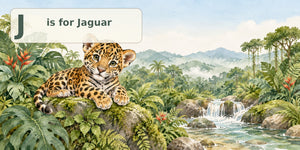 Watercolor J is for Jaguar Alphabet Wall Mural, image 3