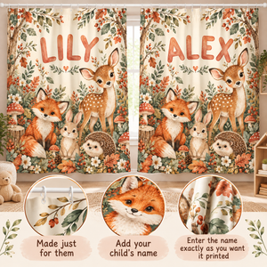 Add your child's name to the Woodland Friends shower curtain