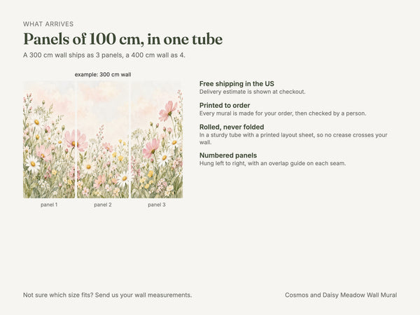 Watercolor Cosmos and Daisy Meadow Wall Mural, image 7