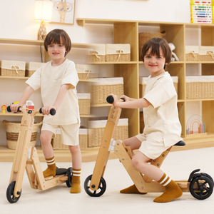Juneberry 2-in-1 Wooden Scooter & Ride-On Toy for Toddlers
