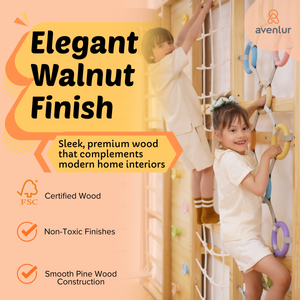 Walnut Modular | Swedish Ladder Jungle Gym - 95" Height - Wall Mounted