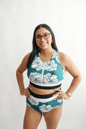 Crop Zip Up Breastfeeding Swimsuit Top | FINAL SALE