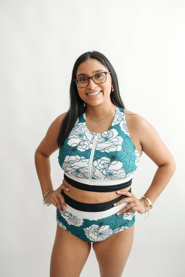 Crop Zip Up Breastfeeding Swimsuit Top | FINAL SALE