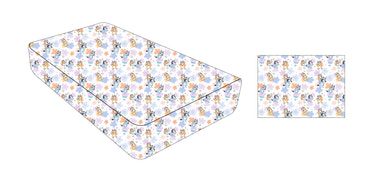 Pups & Petals: Twin Fitted Sheet & Pillow Case