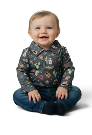 Max and Pippa | Giddy Up Western Long Sleeve Polo Bubble