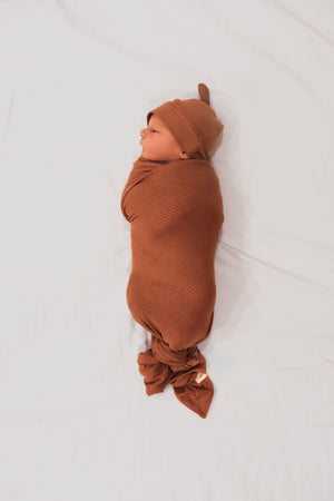 Cocoa Ribbed Stretch Swaddle