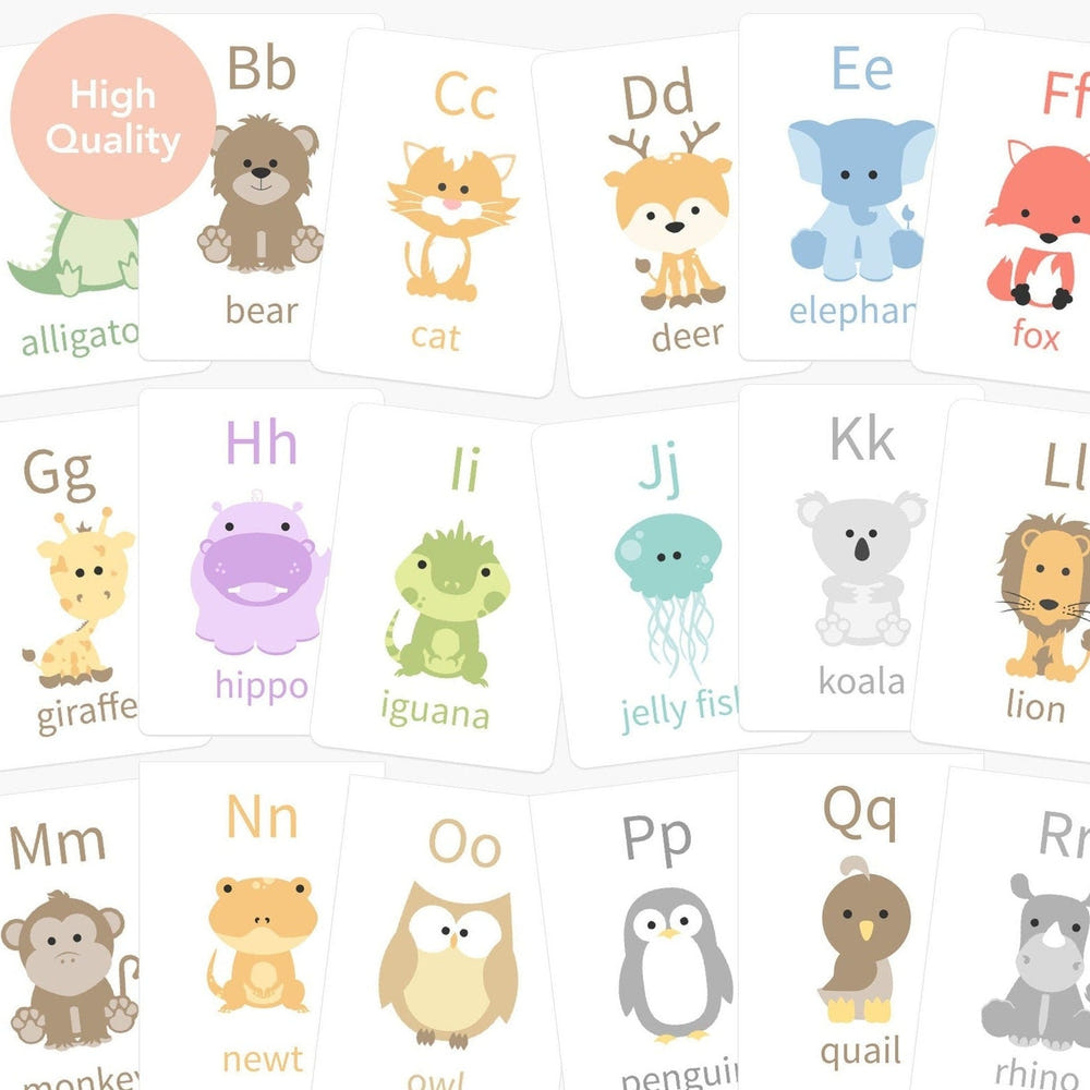 Animal Alphabet Flashcards for toddlers, featuring A to Z learning cards for fun and educational play.