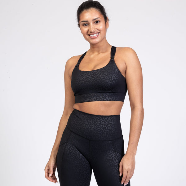 Chloe 3 Running Nursing Sports Bra (Black Cheetah)