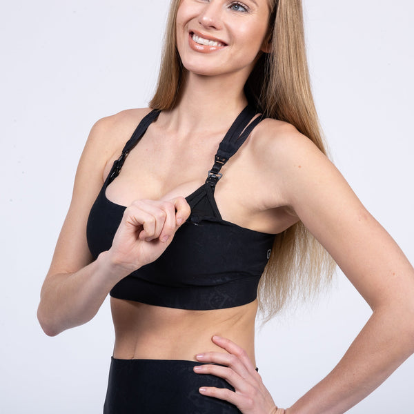 Chloe 4 Running Nursing & Pumping Sports Bra (Metallic Snake Noir)
