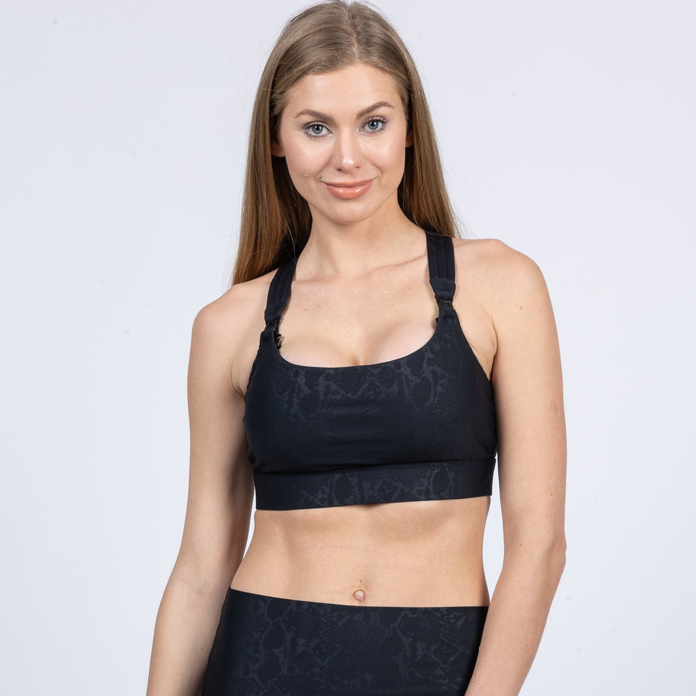 Chloe 4 Running Nursing & Pumping Sports Bra (Metallic Snake Noir)
