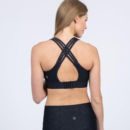 Chloe 4 Running Nursing & Pumping Sports Bra in Metallic Snake Noir for maternity and nursing wear.