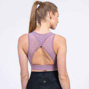 Capucine 2 - High Neck High Support Nursing & Hands Free Pumping Sports Bra (Lavender Smoke)