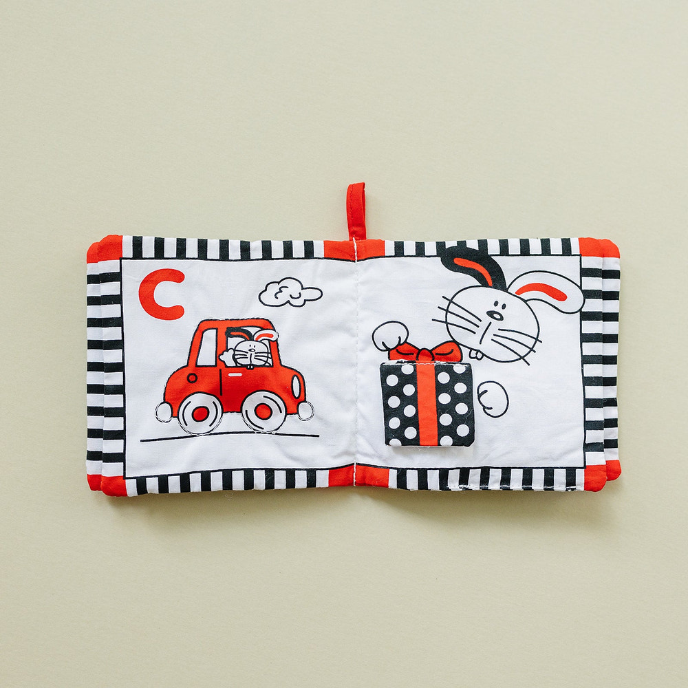 Soft Cloth Book of ABCs in High Contrast Black White Red