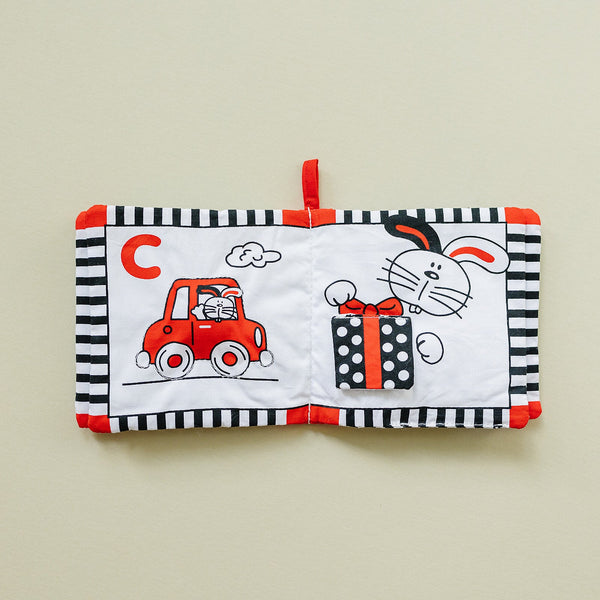 Soft Cloth Book of ABCs in High Contrast Black White Red