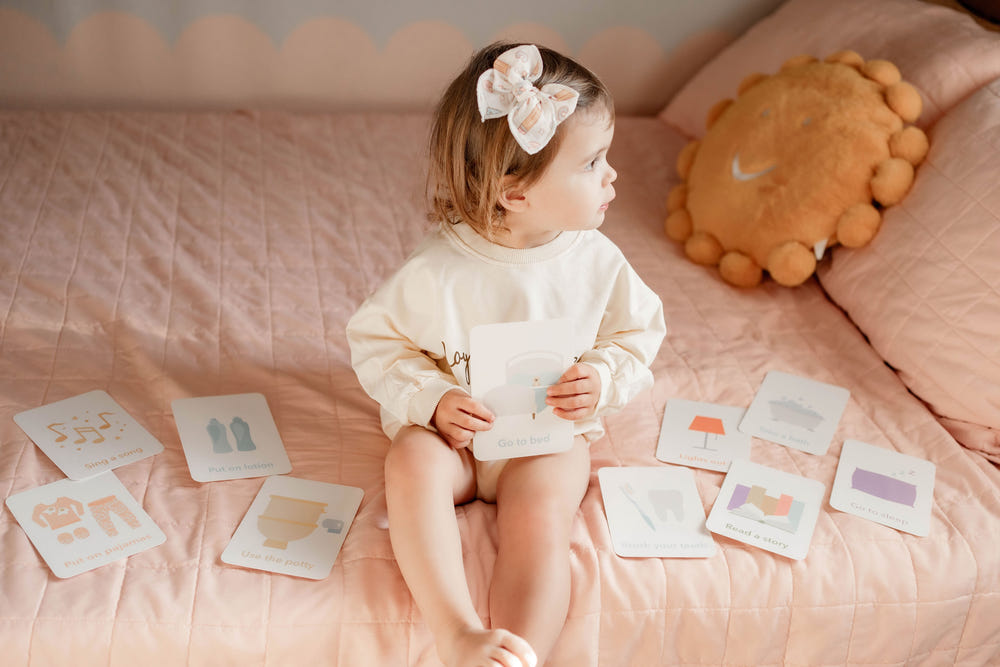 "Routines Flashcards Bundle for babies, promoting better sleep and bedtime habits in a colorful design."