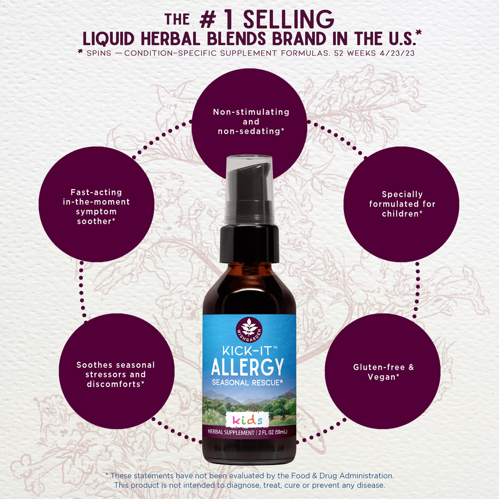 Kick-It Allergy Seasonal Rescue for Kids - effective vitamins and supplements for allergy relief in children.