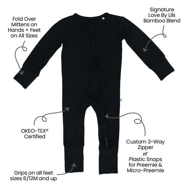 Allie Black Bamboo Convertible Footie (2T-4T)