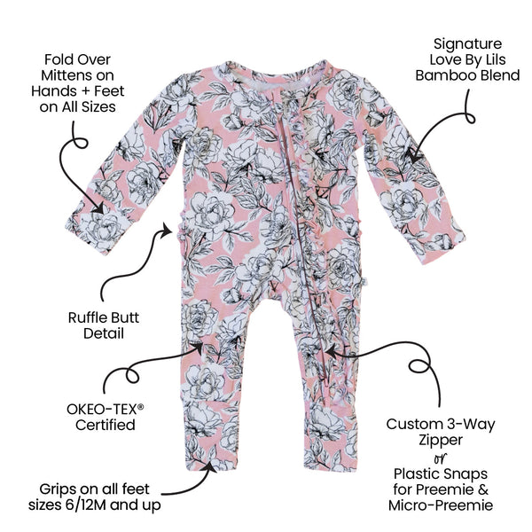 Allie Floral Bamboo Ruffle Convertible Footie (2T-4T)