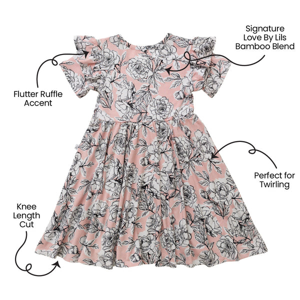 Allie Floral Bamboo Ruffle Spin Dress