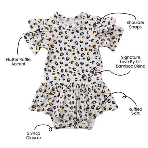 Allie Leopard Bamboo Skirted Bodysuit